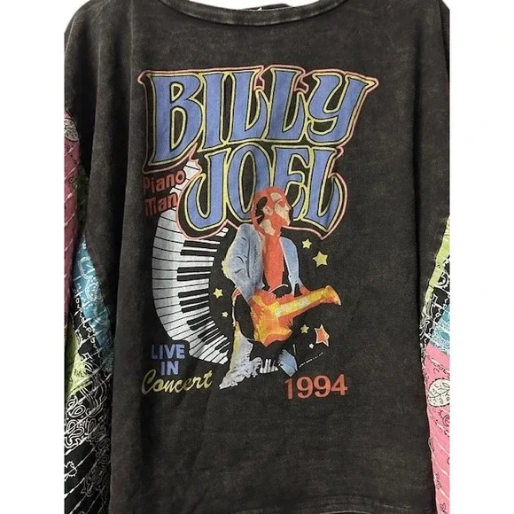 VTG Billy Joel 1994 Concert Oversized Tee With M/L Patchwork Kimono Sleeve Boho - Picture 15 of 16
